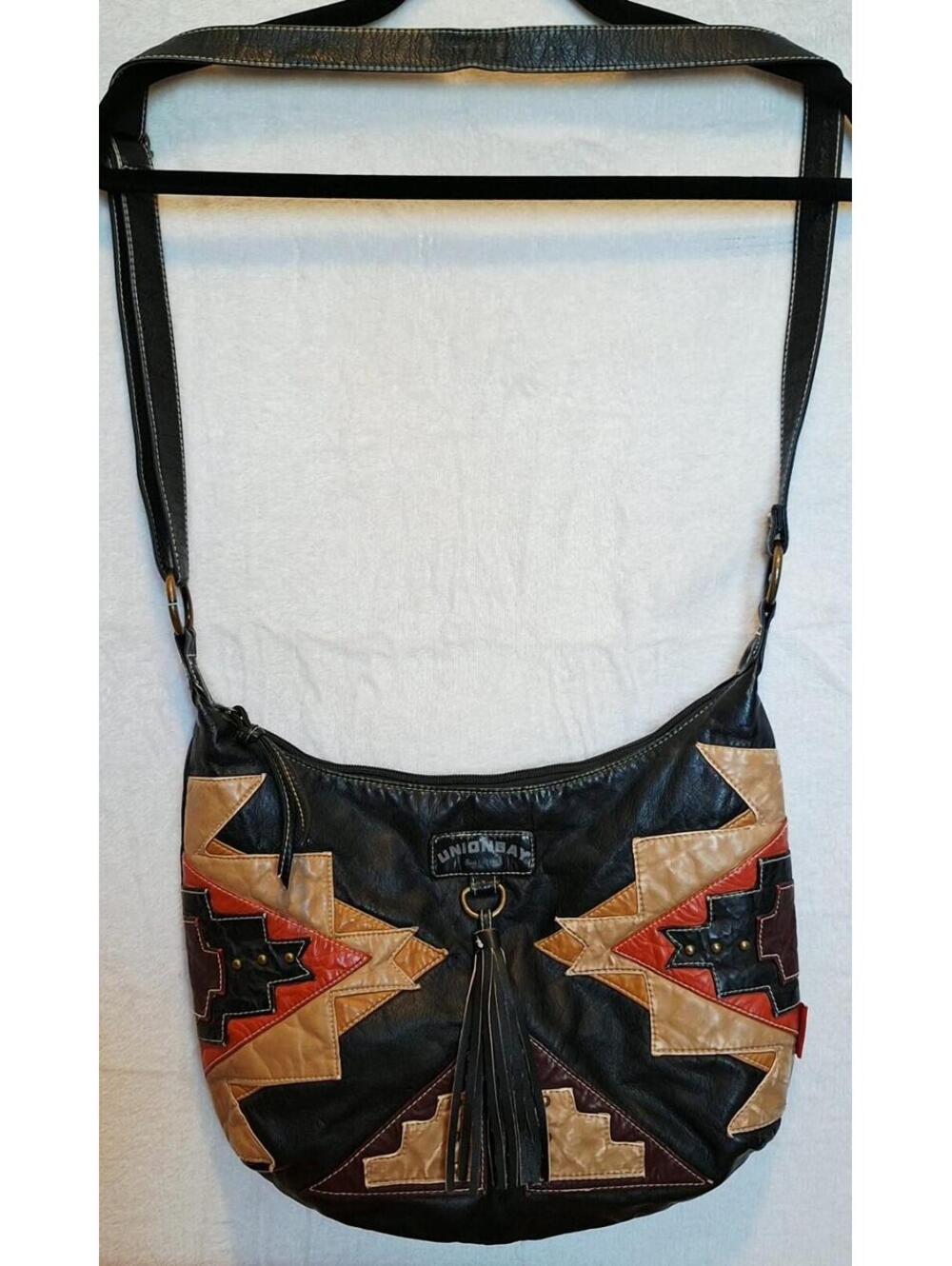 UNIONBAY VTG Y2K Southwestern Patchwork Hobo Bag Boho Tassel Large Purse - NWOT - Picture 10 of 12